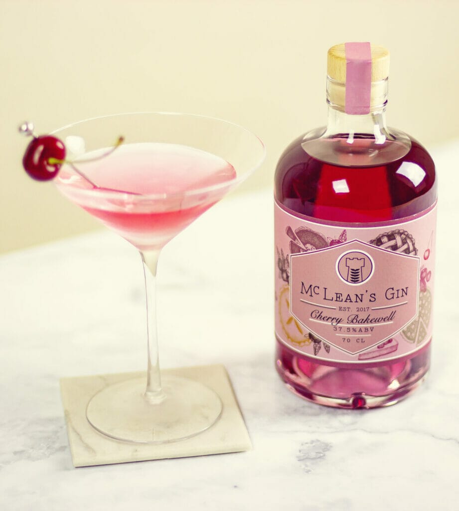 McLean's Cherry Bakewell gin and pink cocktail