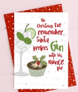 On Christmas Eve remember that Santa prefers gin with his mince pie from Love Kate